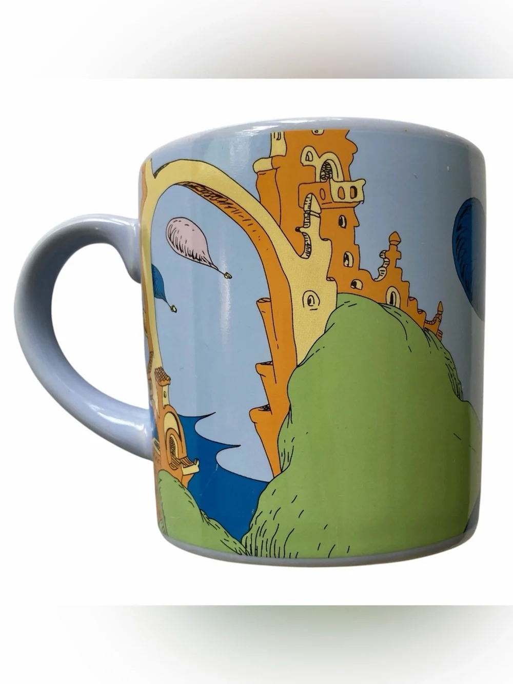 Dr Seuss Coffee Mug Cup “Oh The Places Youll Go” Cup Balloons Blue Pink Yellow